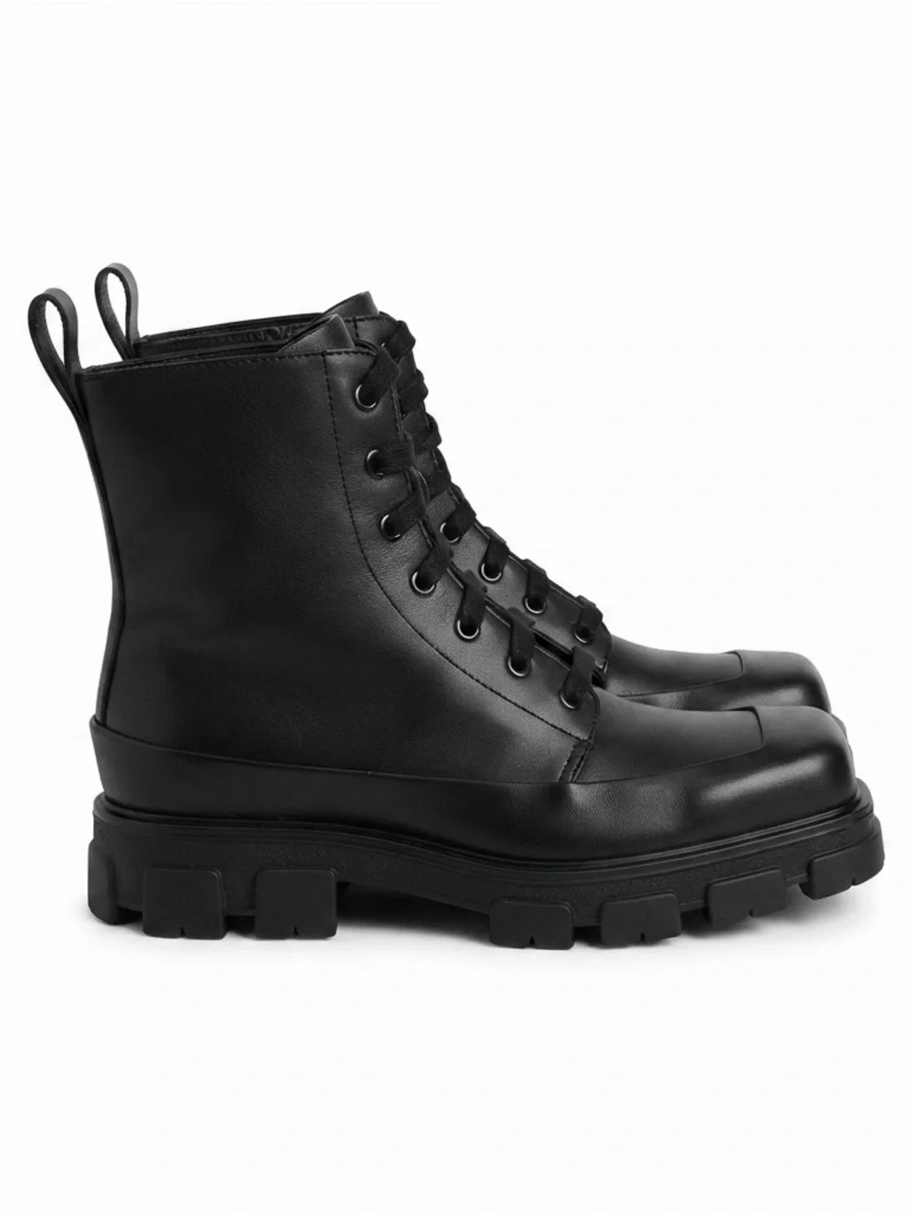 Prada Monolith Vitello Leather Lace-Up Combat Boots Black US M10.5 UK M9.5